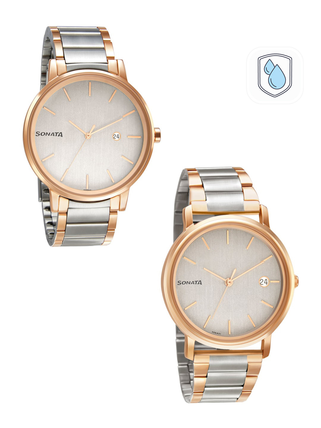 Sonata Unisex Set Of 2 White Analogue Watches 713187029KM01