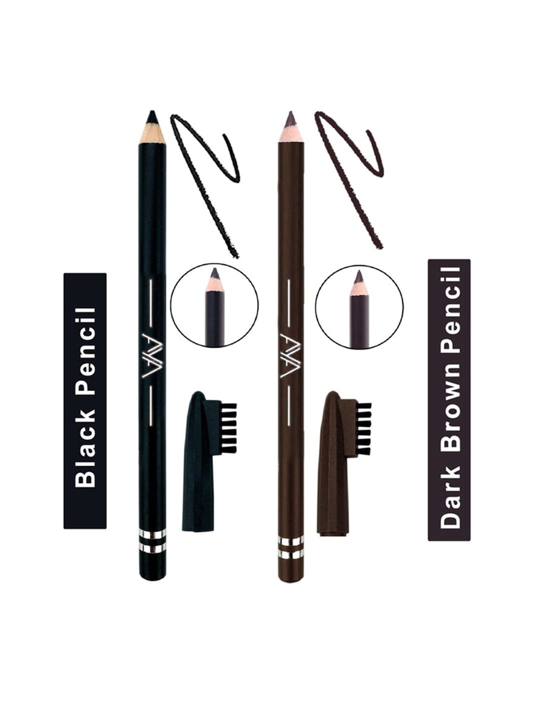 AYA Women Set of 2 Brown & Black Waterproof Eyebrow Pencils with Brush
