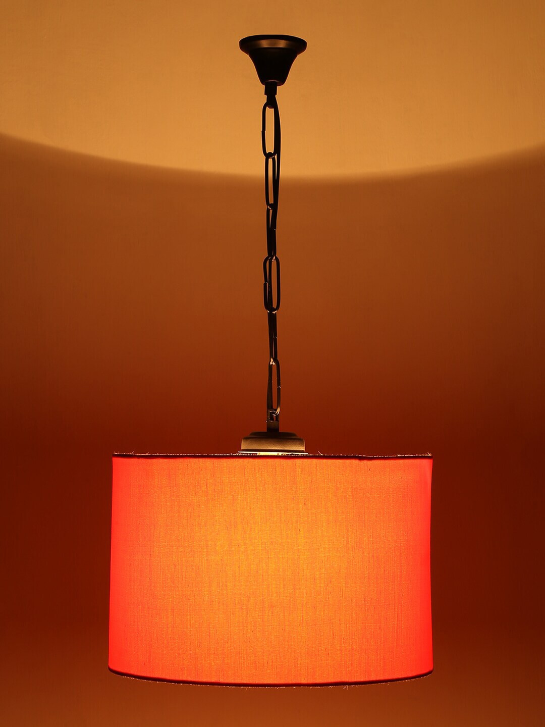 Devansh Orange & Black Solid Cylindrical Hanging Light