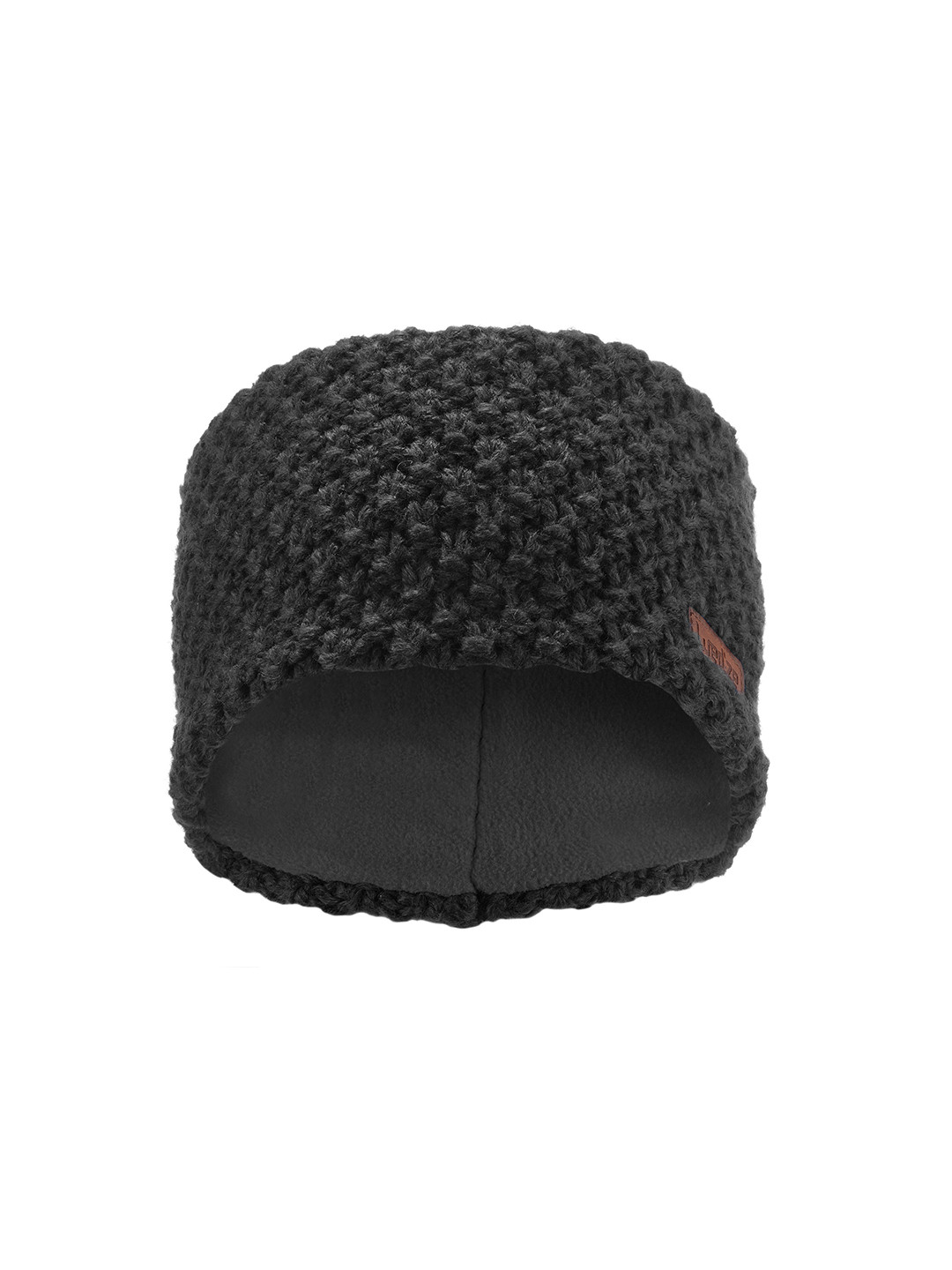 Decathlon WEDZE Unisex Black Solid Chunky-Knit Winter Headband