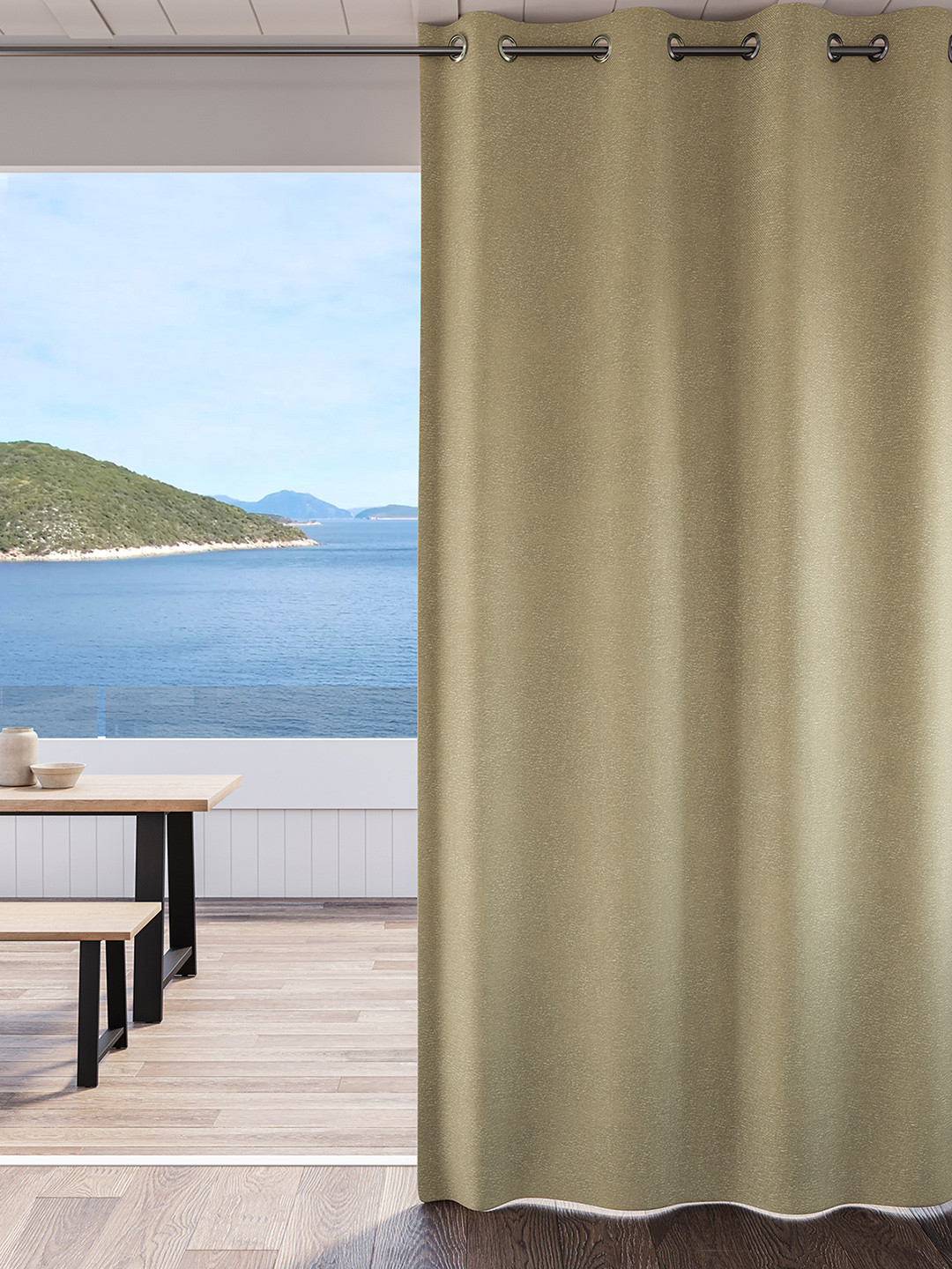 DDecor Khaki-Coloured Solid Single Long Door Curtain