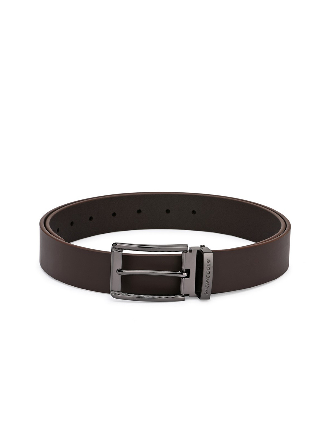 Pacific Gold Men Brown Solid Genuine Leather Formal Belt