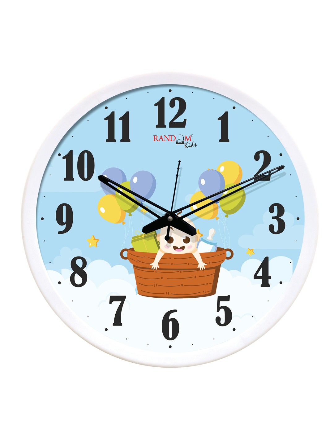 RANDOM White Plastic Large Display Round Battery Analogue Wall Clock-30cm