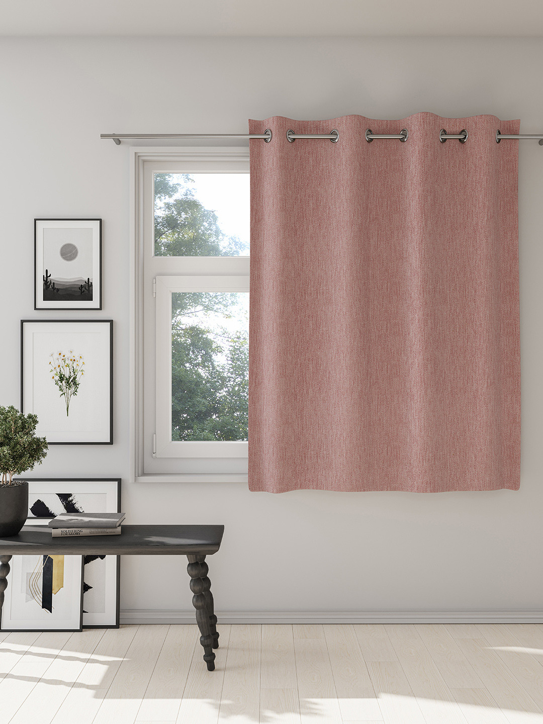 DDecor Mauve Self Design Single Window Curtain