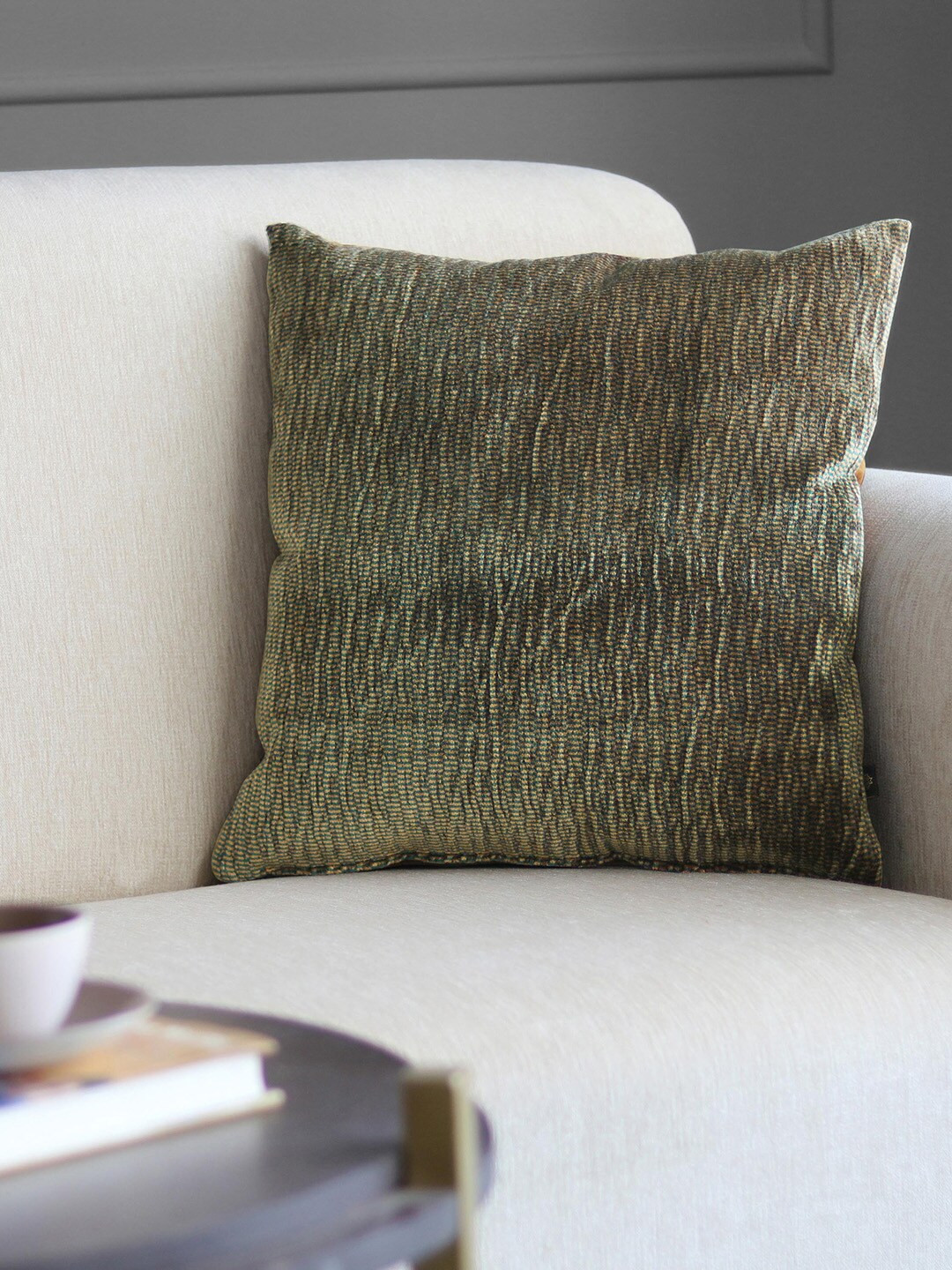 GM Blue & Green Abstract Velvet Square Cushion Cover