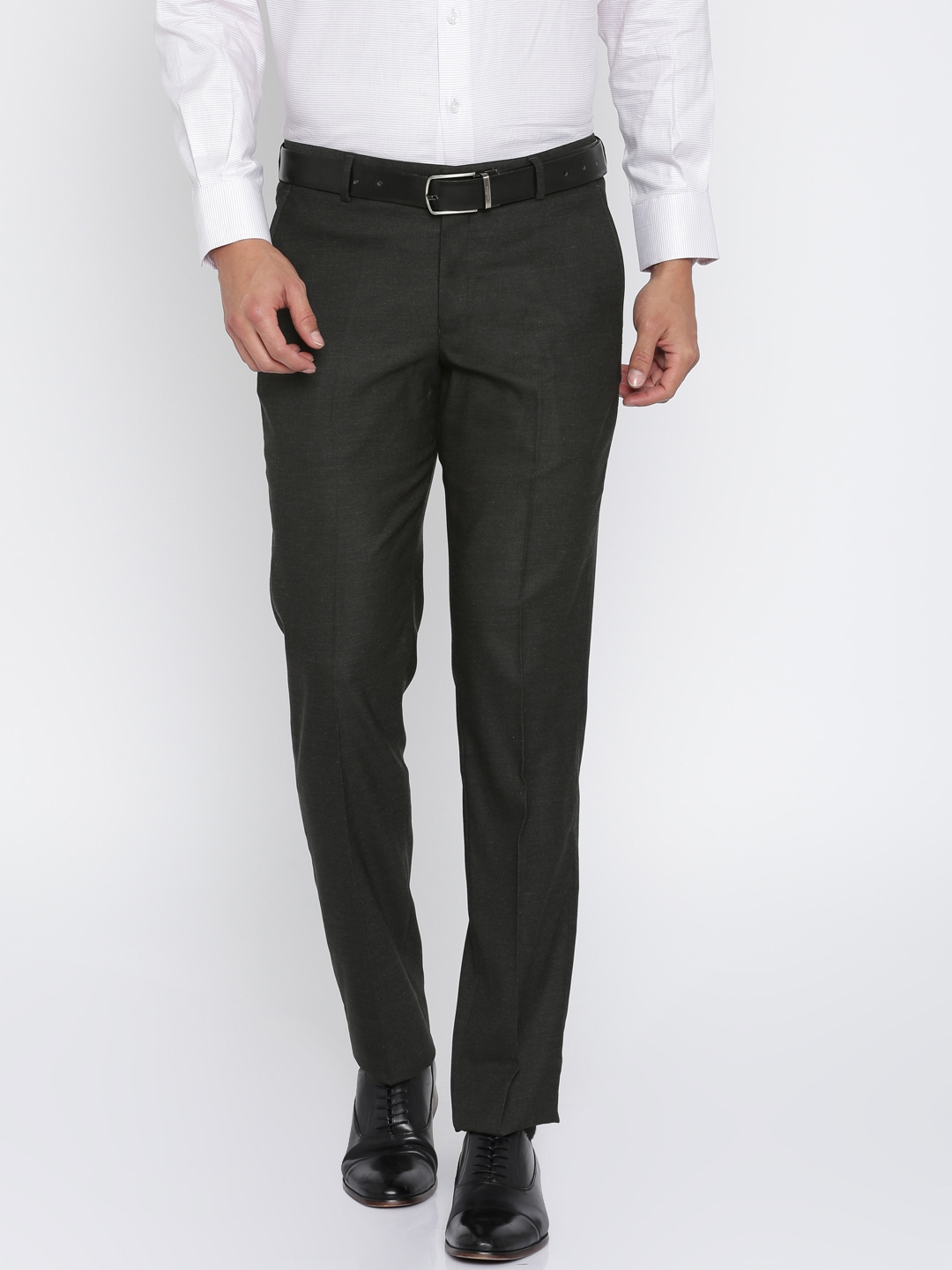 Buy John Players Men Charcoal Grey Solid Slim Fit Formal Trousers  Trousers  for Men 1318018  Myntra