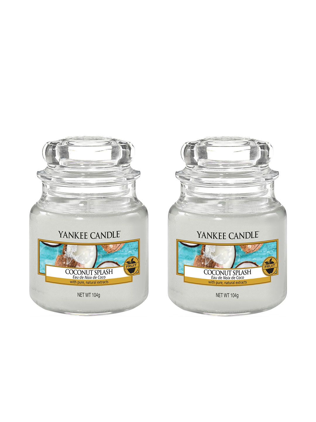 YANKEE CANDLE 2Pcs Scented 1 Wick Coconut Splash Solid Geometric Regular Jar Candles