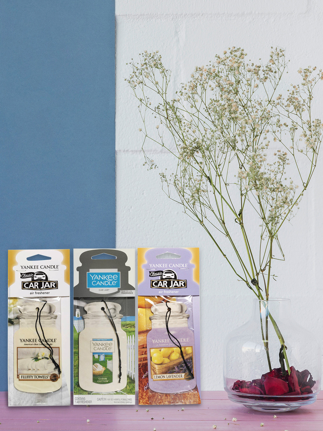 YANKEE CANDLE Set of 3 Candle Car Jar Air Freshener