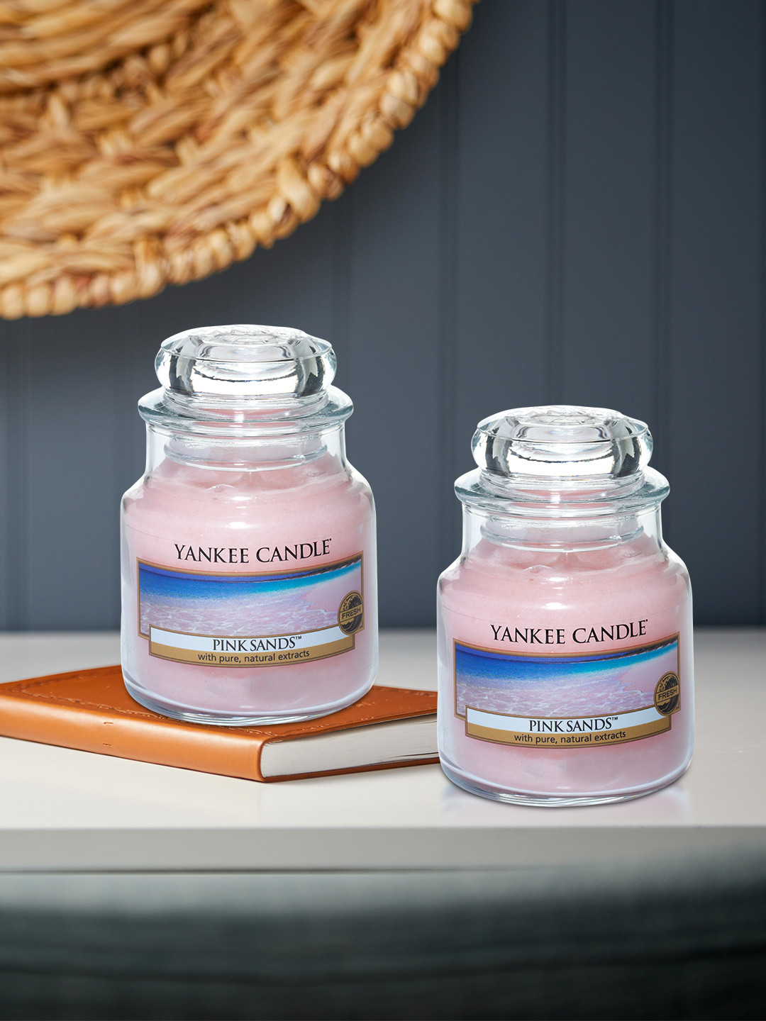 YANKEE CANDLE Pink Sand 2Pcs Scented 1 Wick Pink Sands Solid Geometric Regular Jar Candles