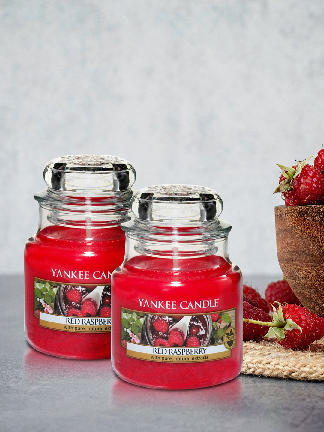 YANKEE CANDLE Set Of 2 Red Raspberry Scented Jar Candles