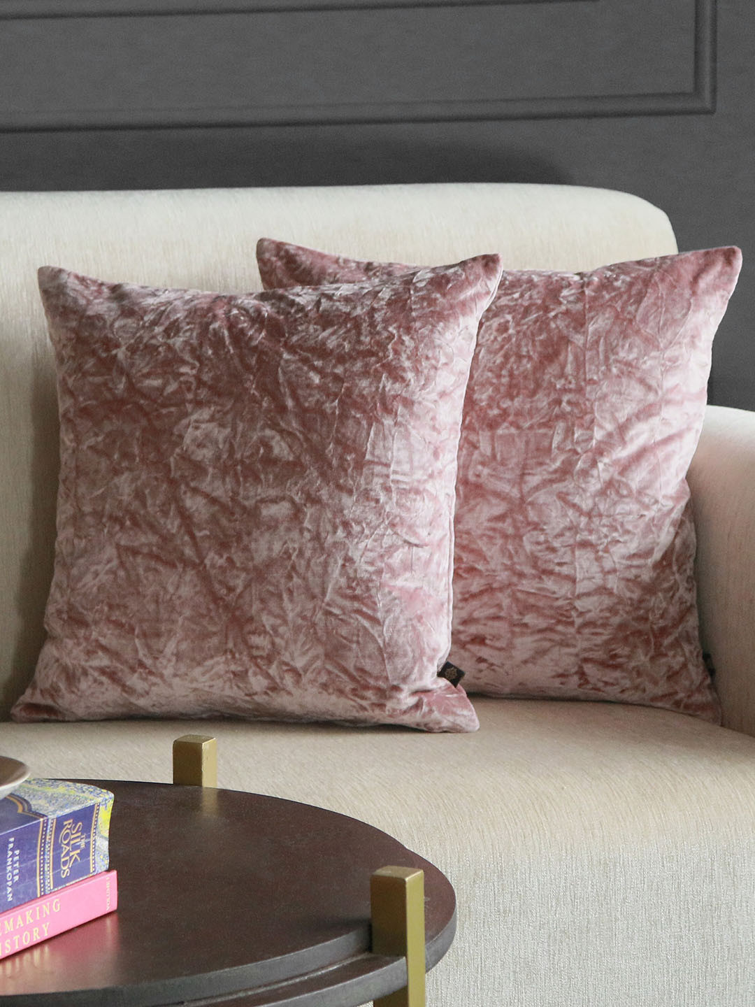 GM Pink Set of 2 Abstract Square Cushion Covers