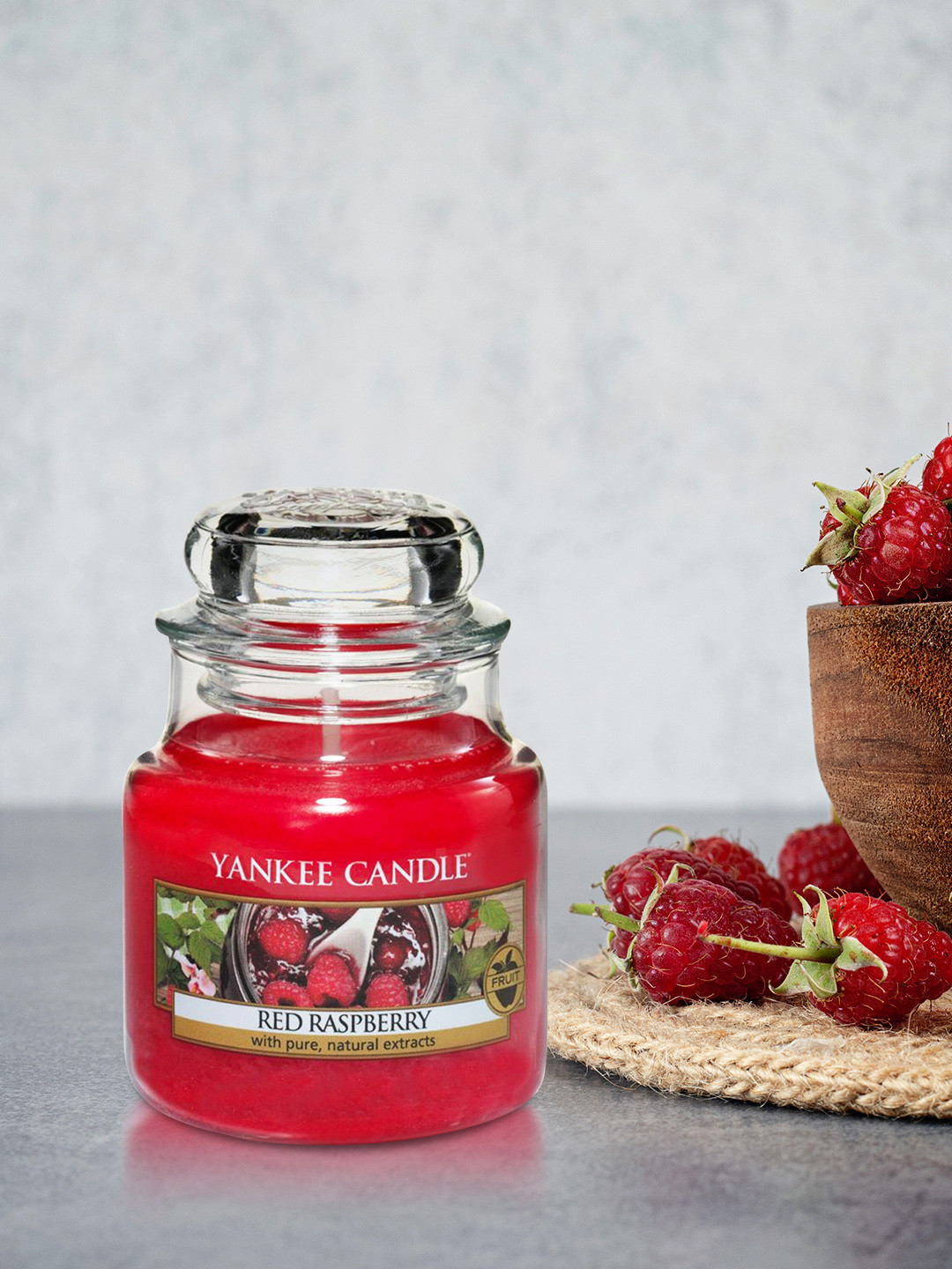 YANKEE CANDLE Scented 1 Wick Red Raspberry Solid Geometric Regular Jar Candles