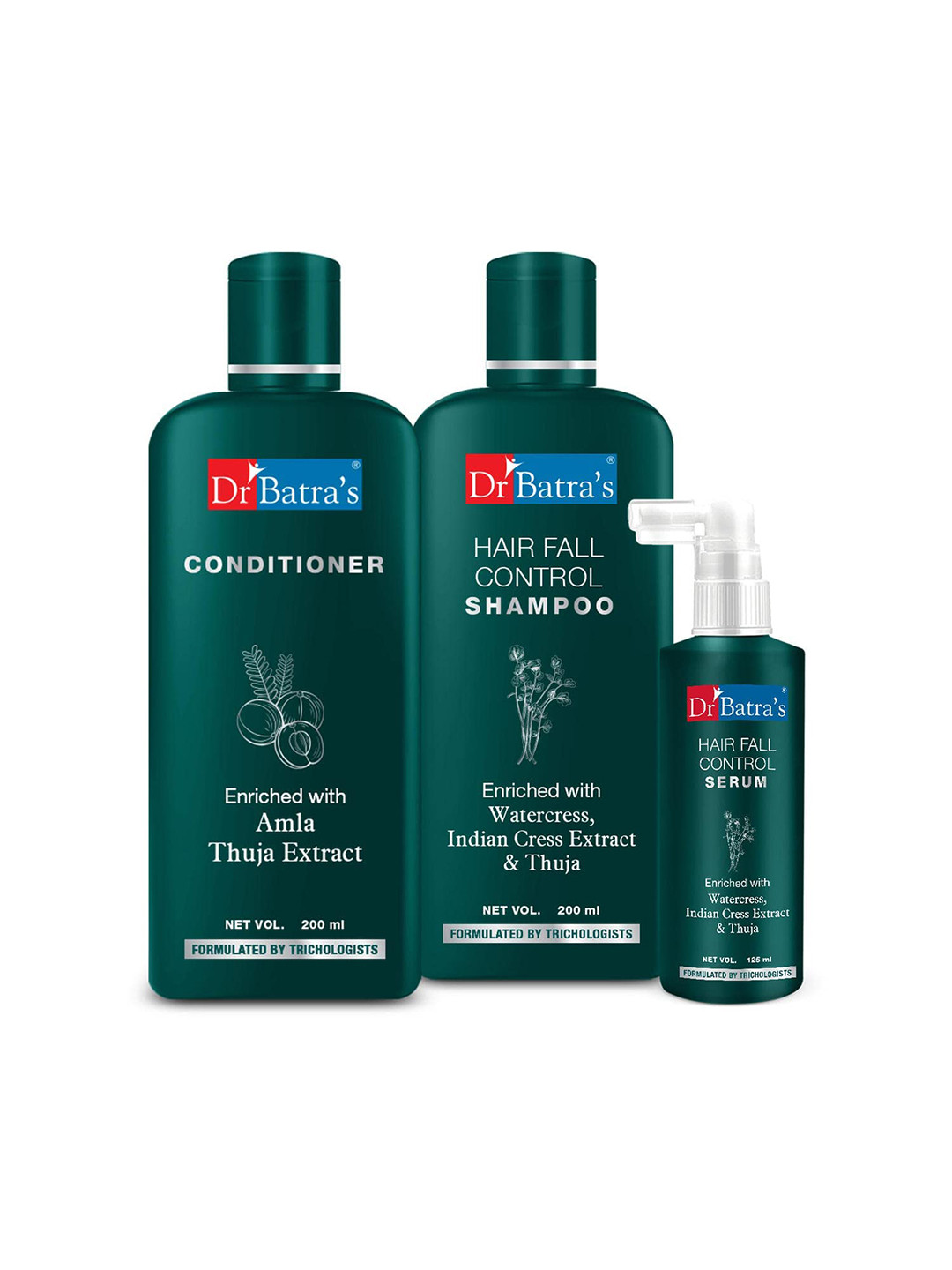 Dr. Batras Combo Of Hair Fall Control Serum 125ml + Conditioner 200ml + Shampoo 200ml
