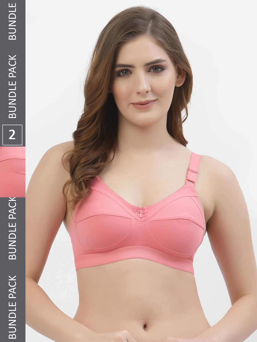Floret Pack Of 2 Pink Solid Non-Wired Non Padded Everyday Bra T3061