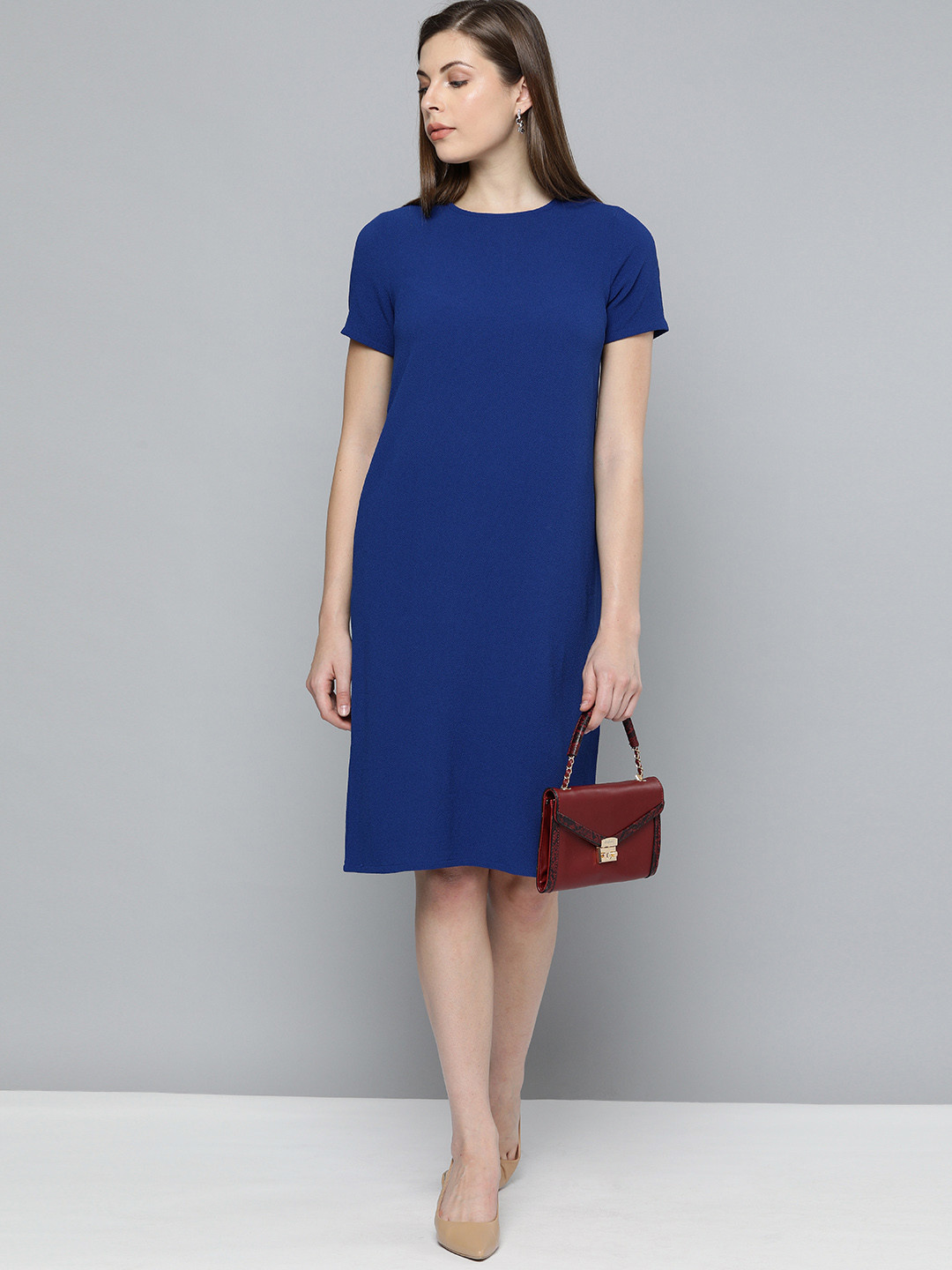 Chemistry Solid Textured Sheath Dress