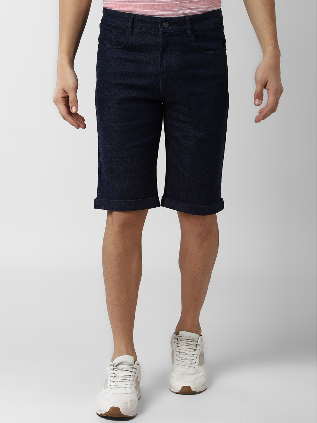 Peter England Casuals Men Navy Blue Solid Regular Fit Regular Shorts