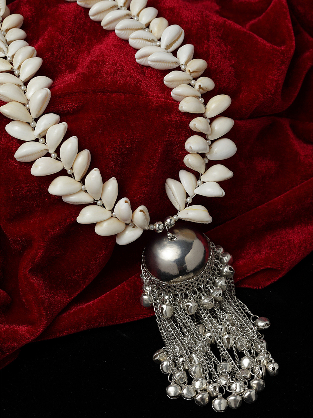 PANASH Women Oxidised German Silver-Plated Handcrafted Seashell Necklace