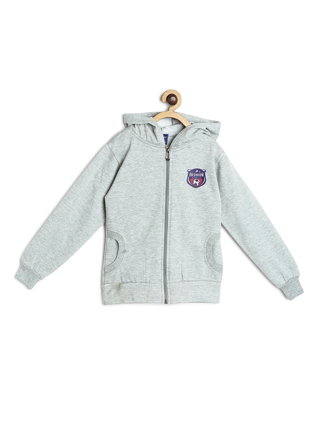 SWEET ANGEL Unisex Kids Grey Solid Hooded Sweatshirt