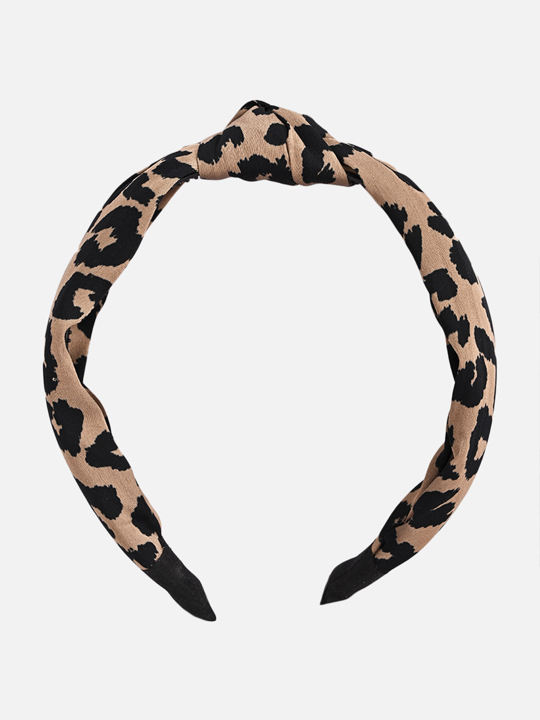 BuckleUp Beige & Black Printed Knot Hairband