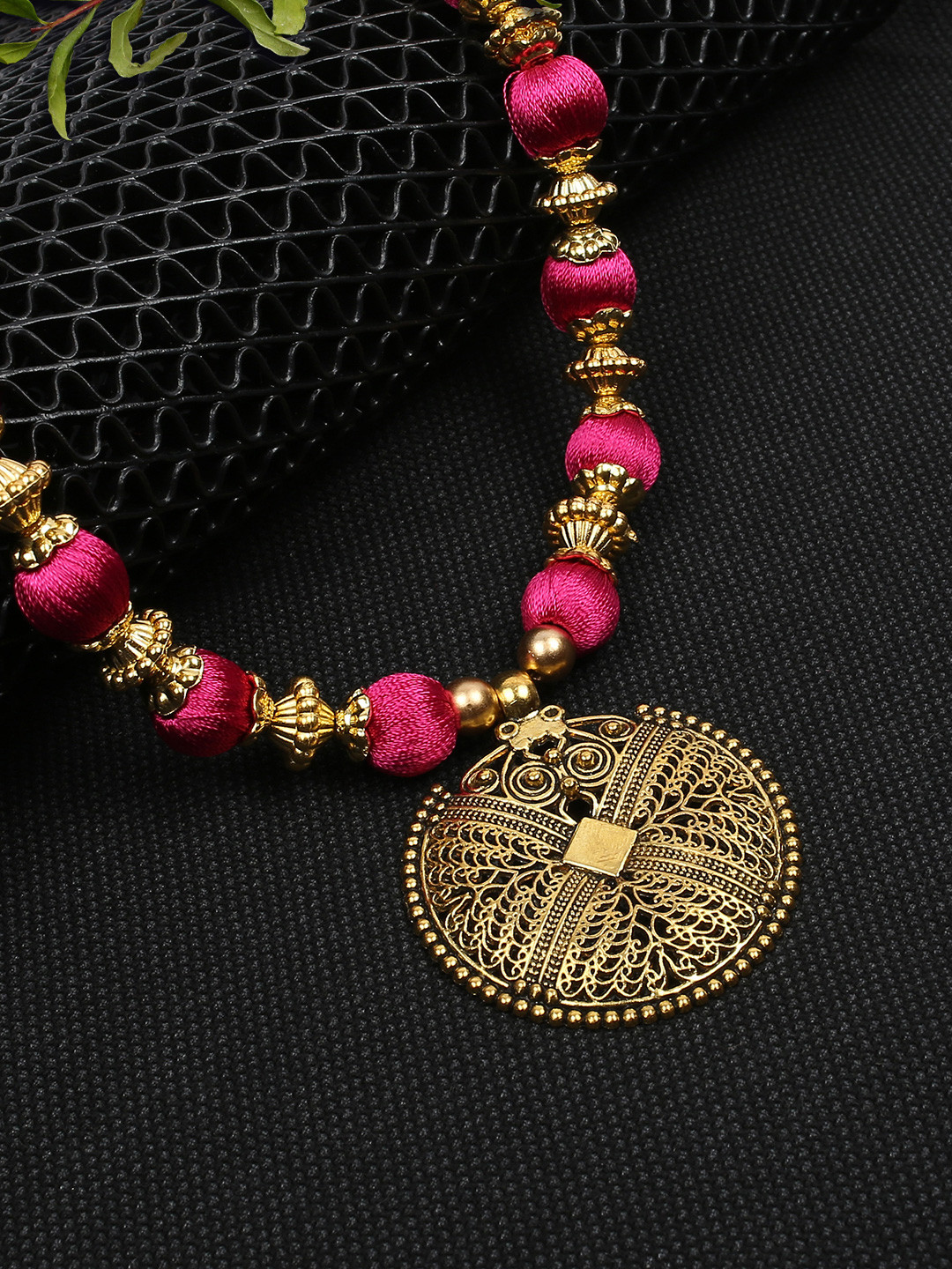 AKSHARA Pink & Gold-Plated Oxidised Necklace