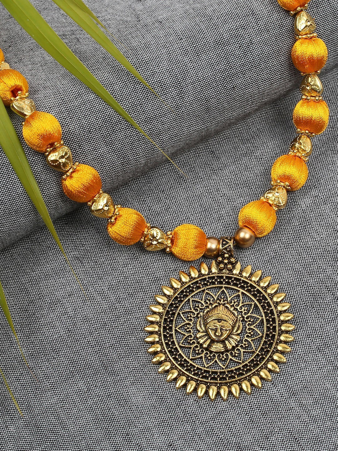 AKSHARA Gold-Toned & Yellow Handcrafted Brass Necklace
