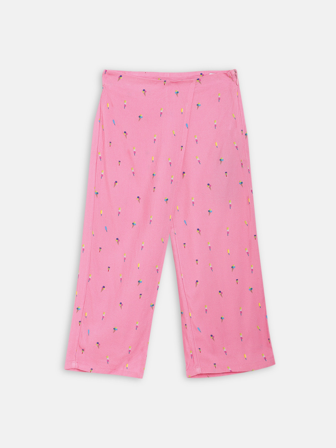 ELLE Girls Pink Slim Fit Printed Regular Trousers