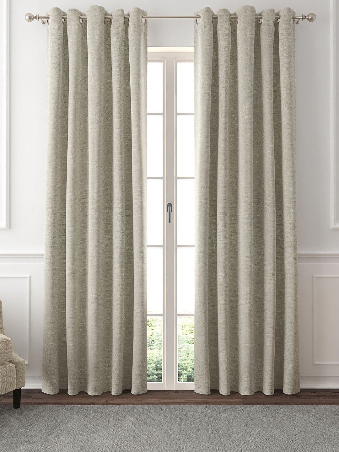 GM Off-White Coloured Set of 2 Door Curtains