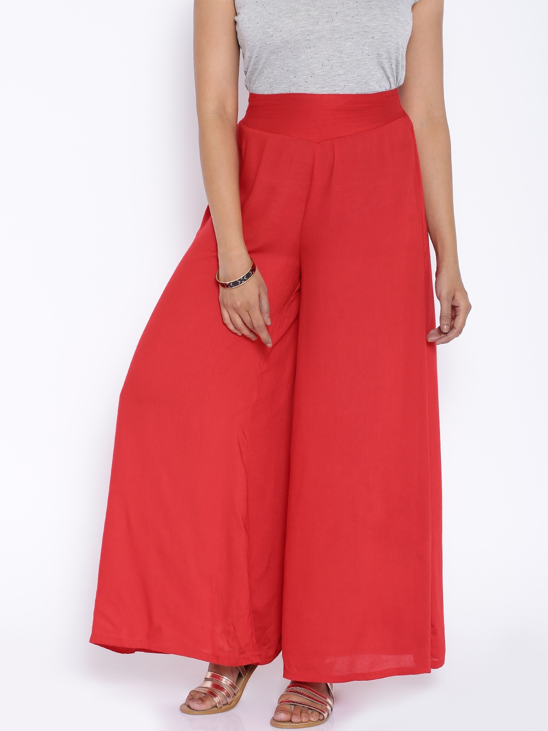 Pink and Red Boucle Wide Leg Trousers  Forever Unique
