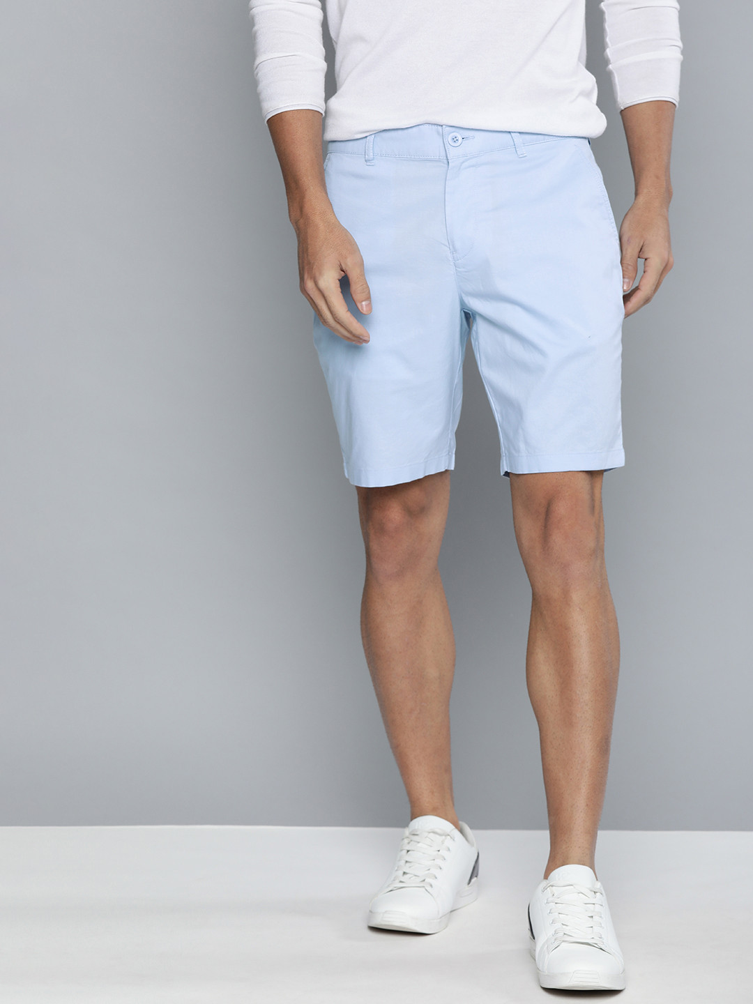 Mast & Harbour Men Blue Solid Regular Fit Chino Shorts