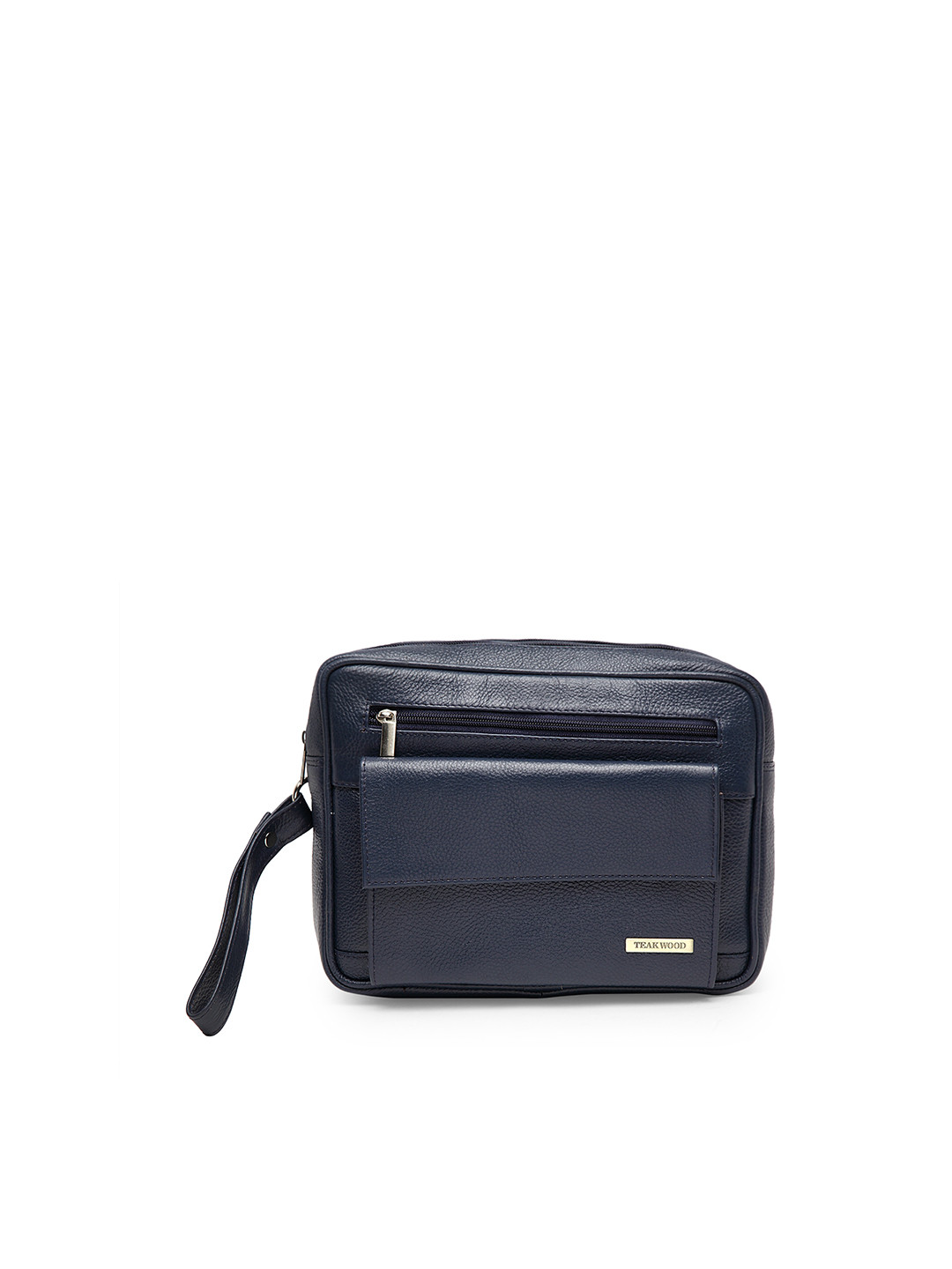 Teakwood Leathers Unisex Navy Blue Solid Leather Messenger Bag