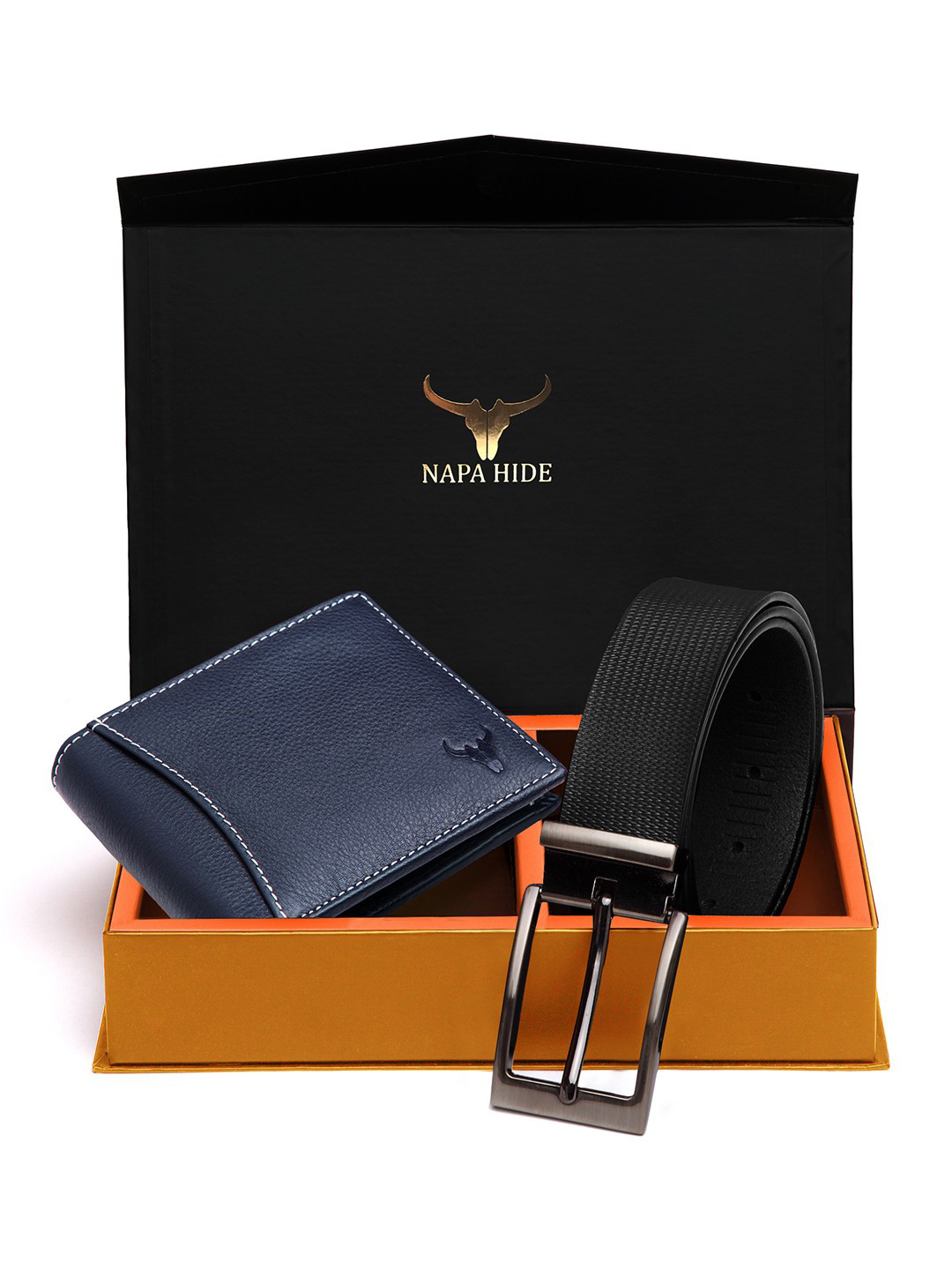 NAPA HIDE Men RFID Protected Genuine High Quality Leather Wallet & Belt Gift Set