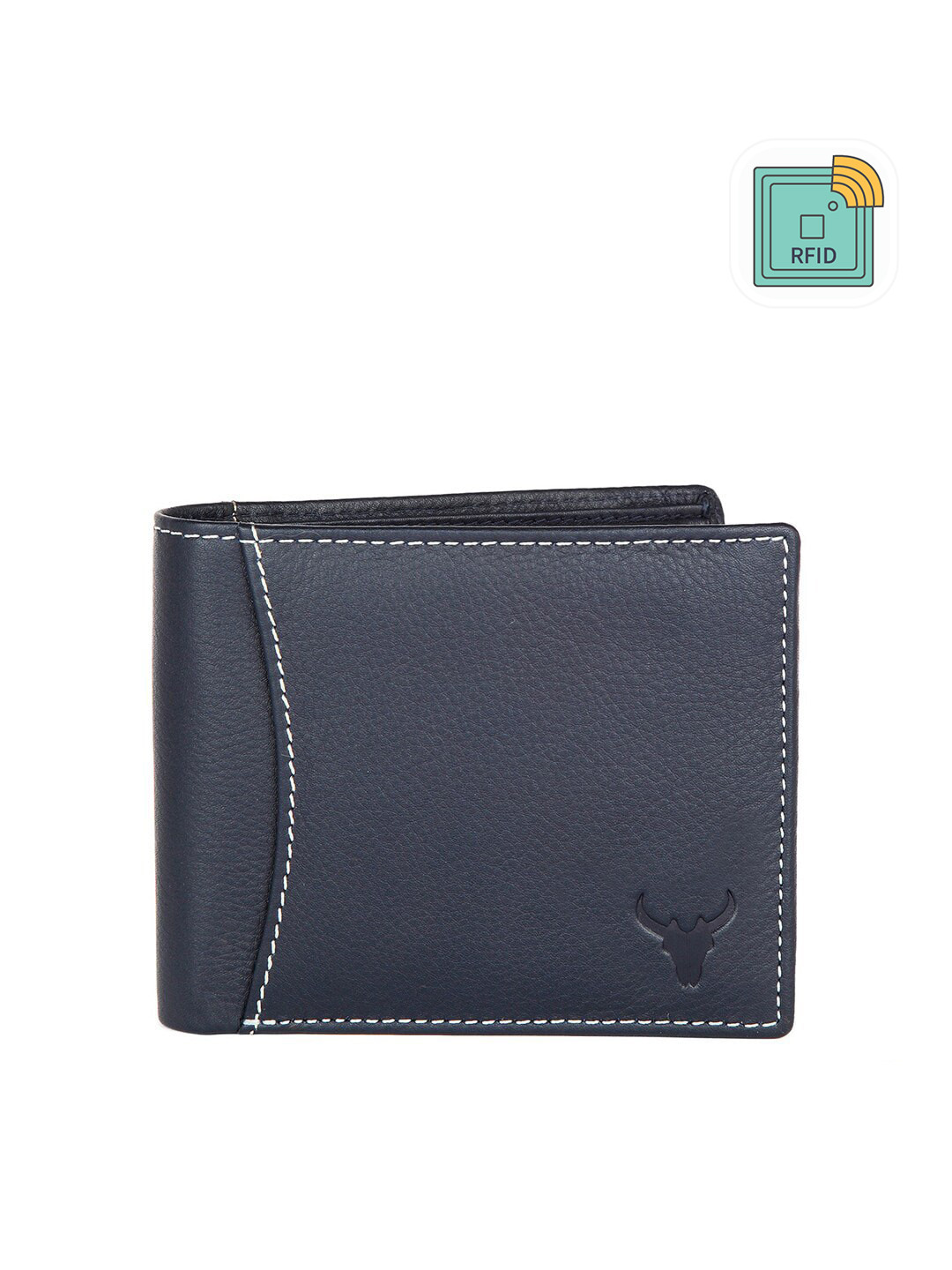 NAPA HIDE Men Blue Solid Two Fold Wallet
