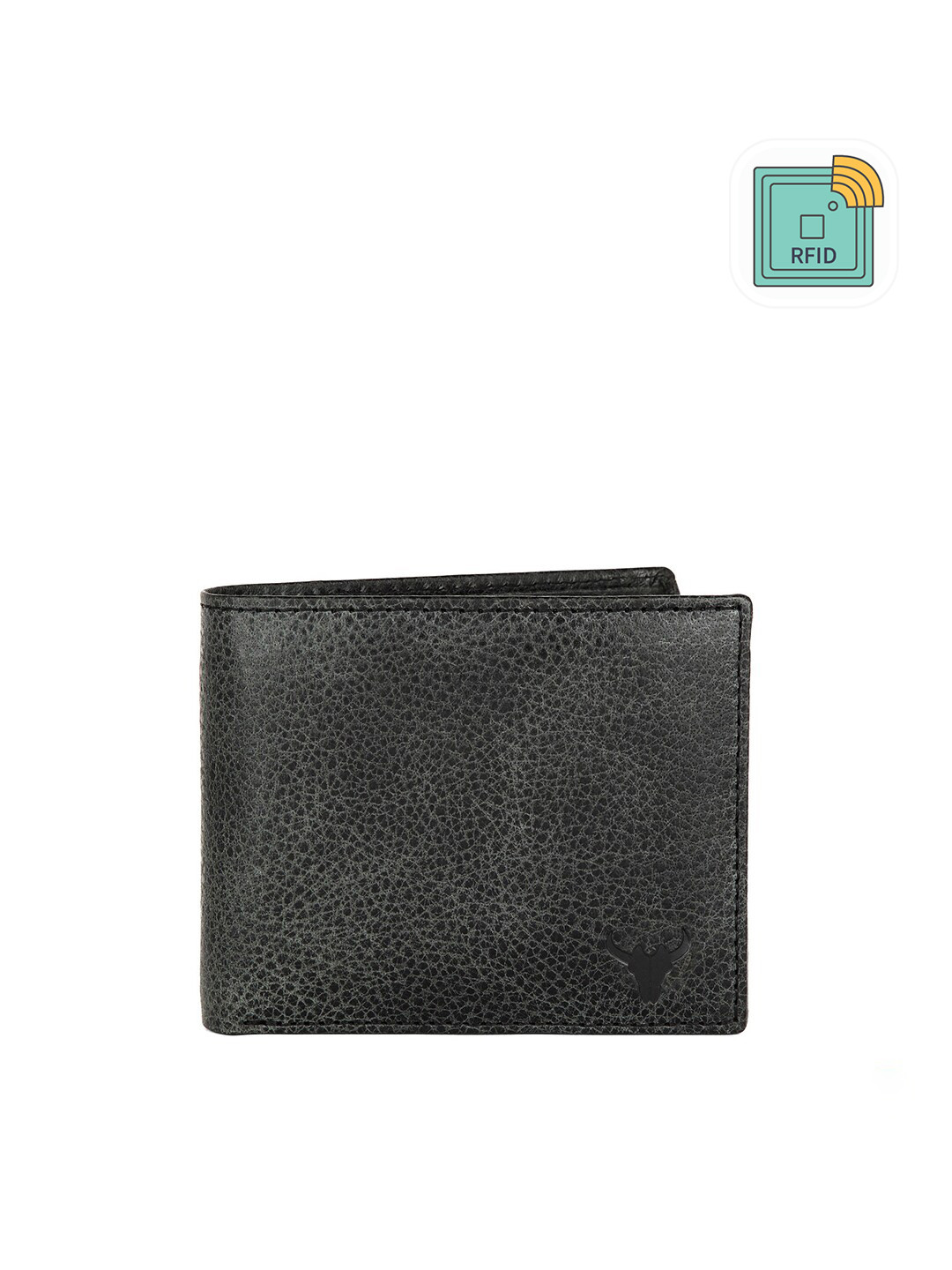 NAPA HIDE Men Black Leather RFID Textured Two Fold Wallet