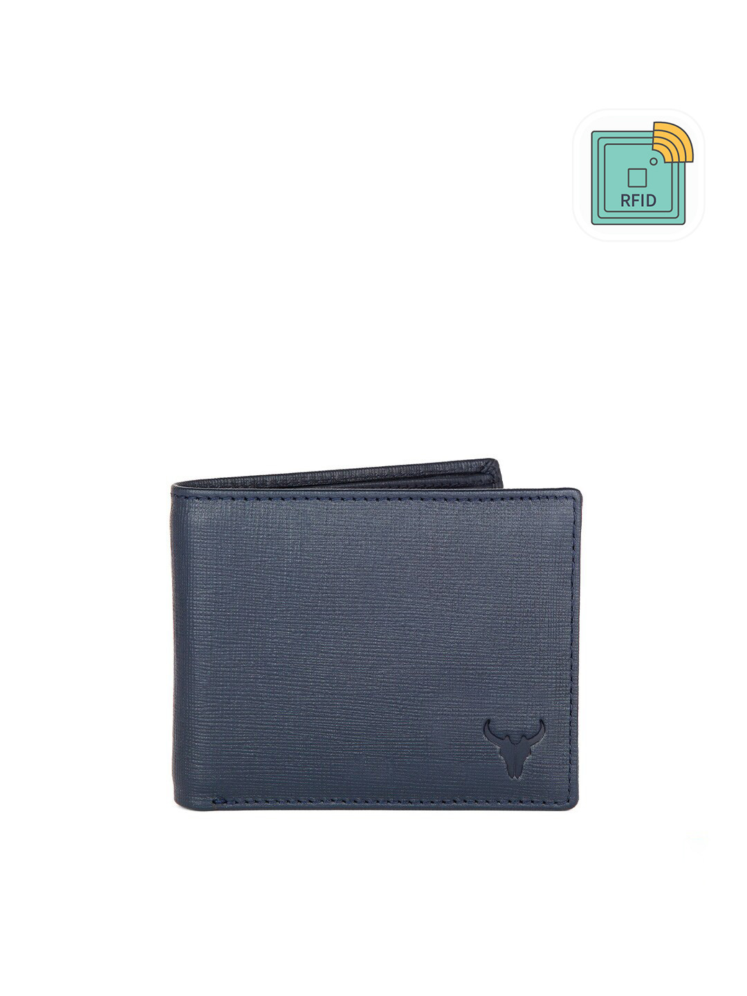 NAPA HIDE Men Blue Leather RFID Solid Two Fold Wallet