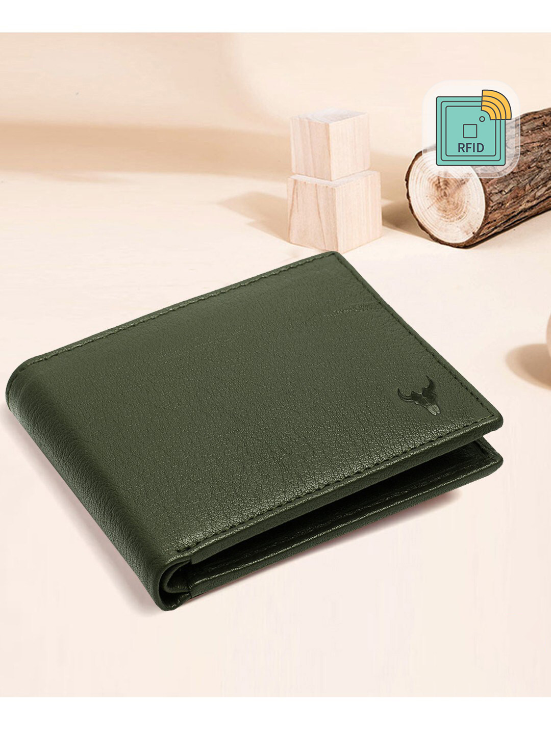 NAPA HIDE Men Green Solid Two Fold Wallet
