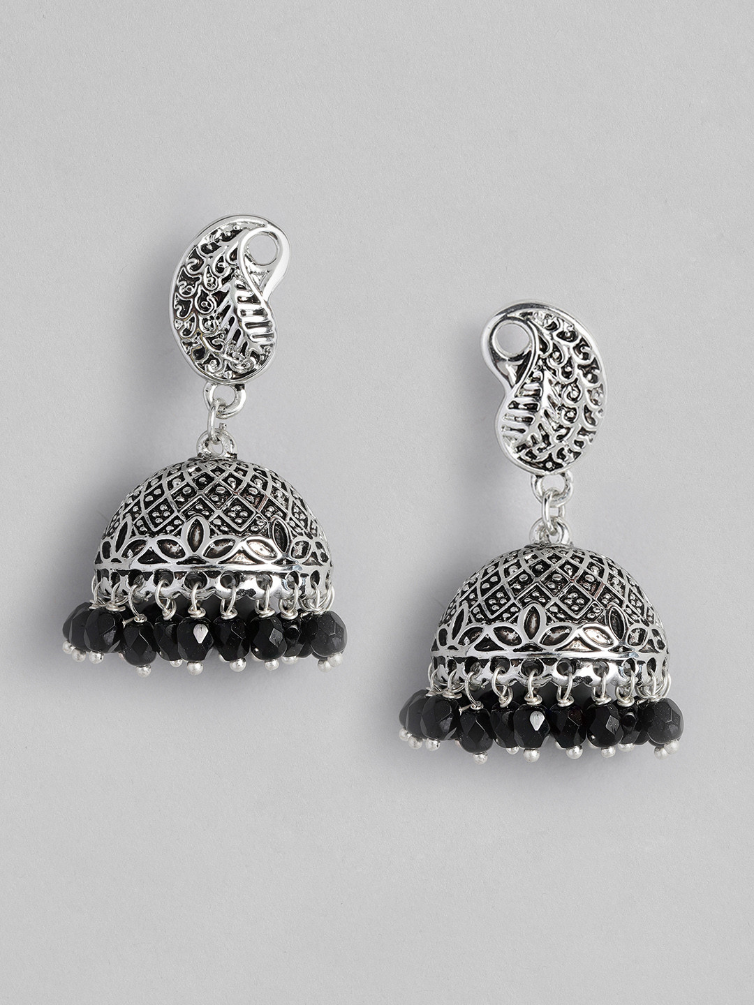 Estele Rhodium-Plated Dome Shaped Jhumkas