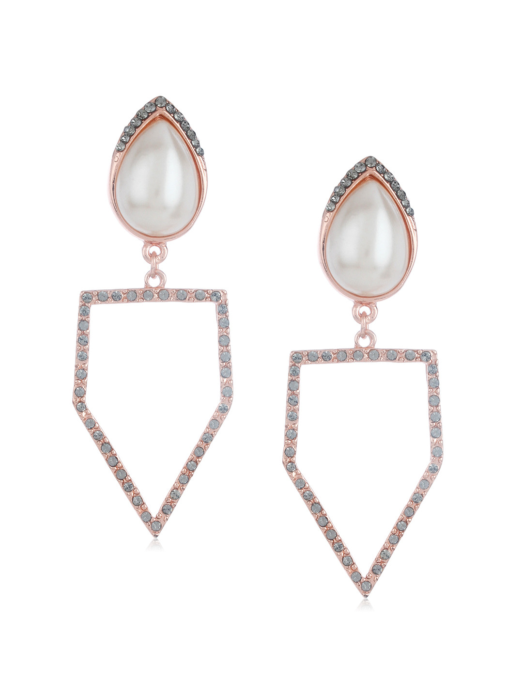 Estele Rose Gold Contemporary Drop Earrings