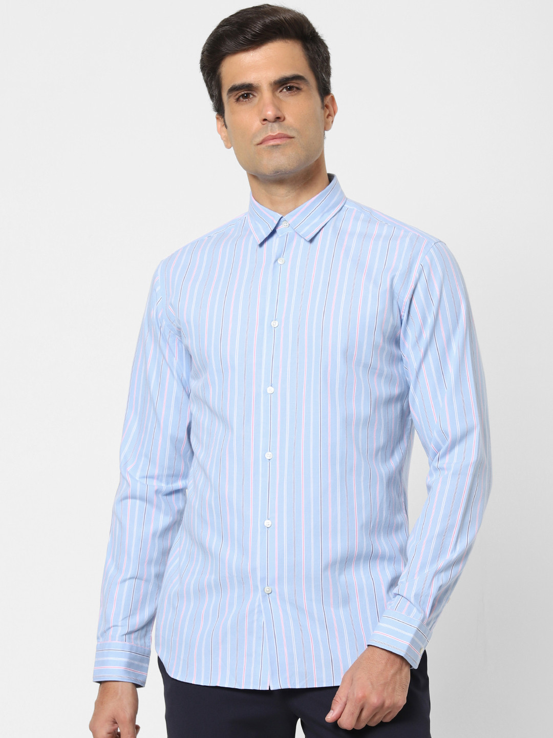 SELECTED Men Blue & White Regular Fit Striped Casual Shirt