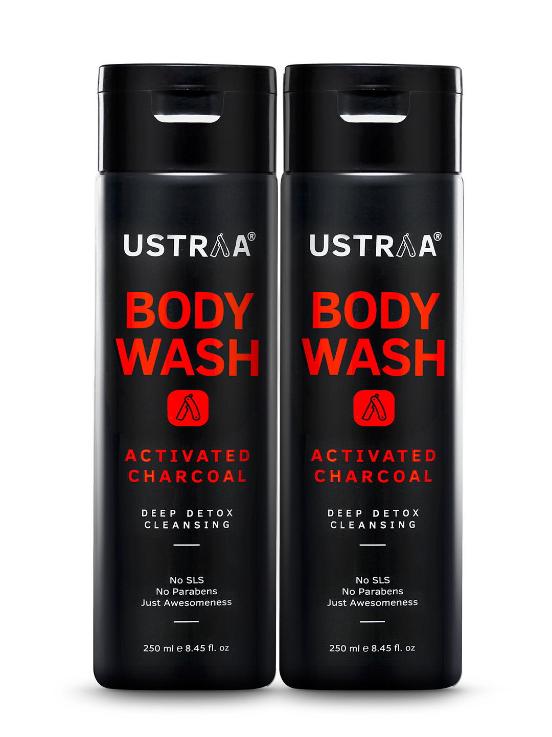 Ustraa Men Set Of 2 Body Wash-Activated Charcoal 500ml