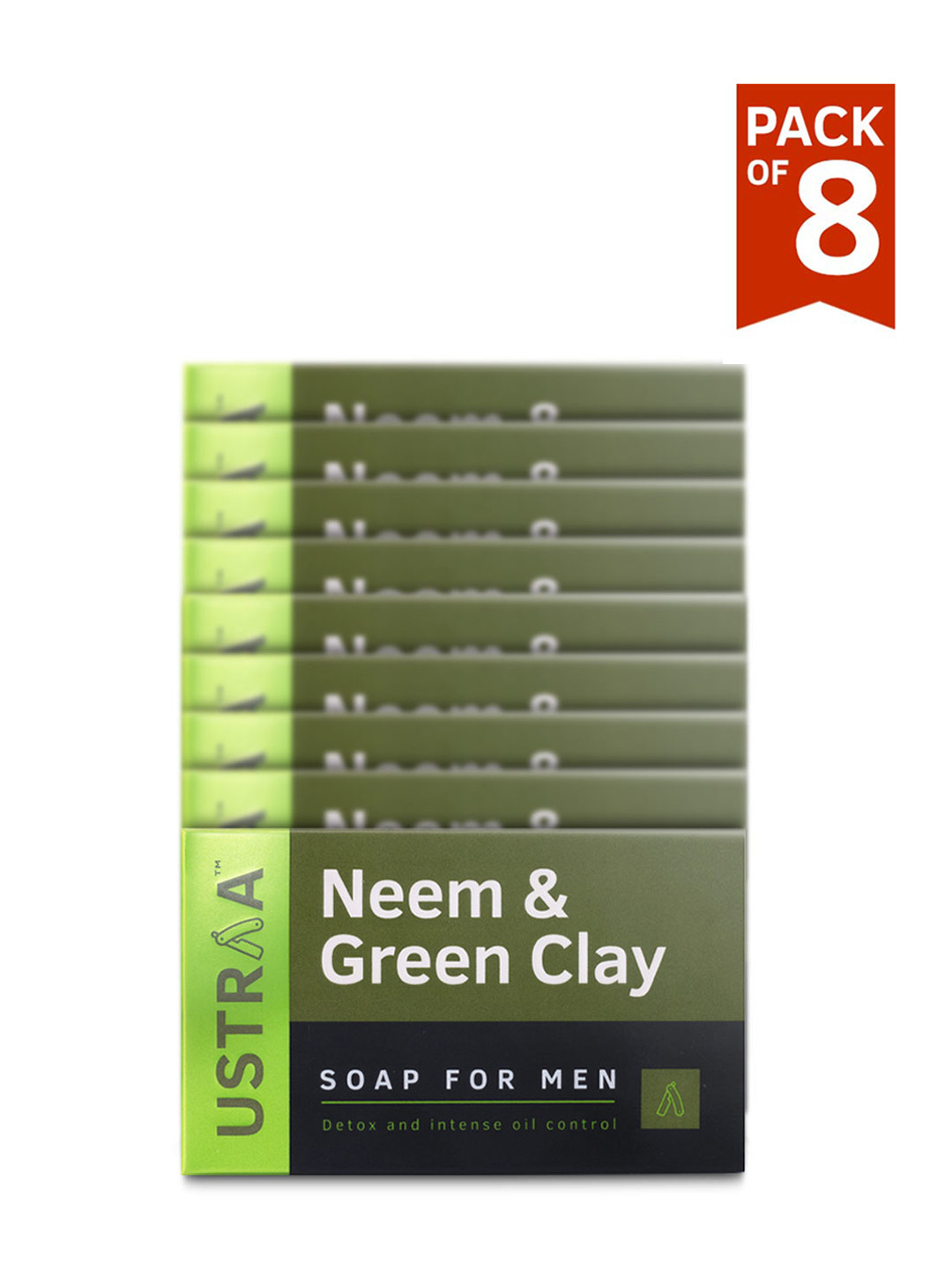 Ustraa Men Pack Of 8 Neem & Green Clay Soap