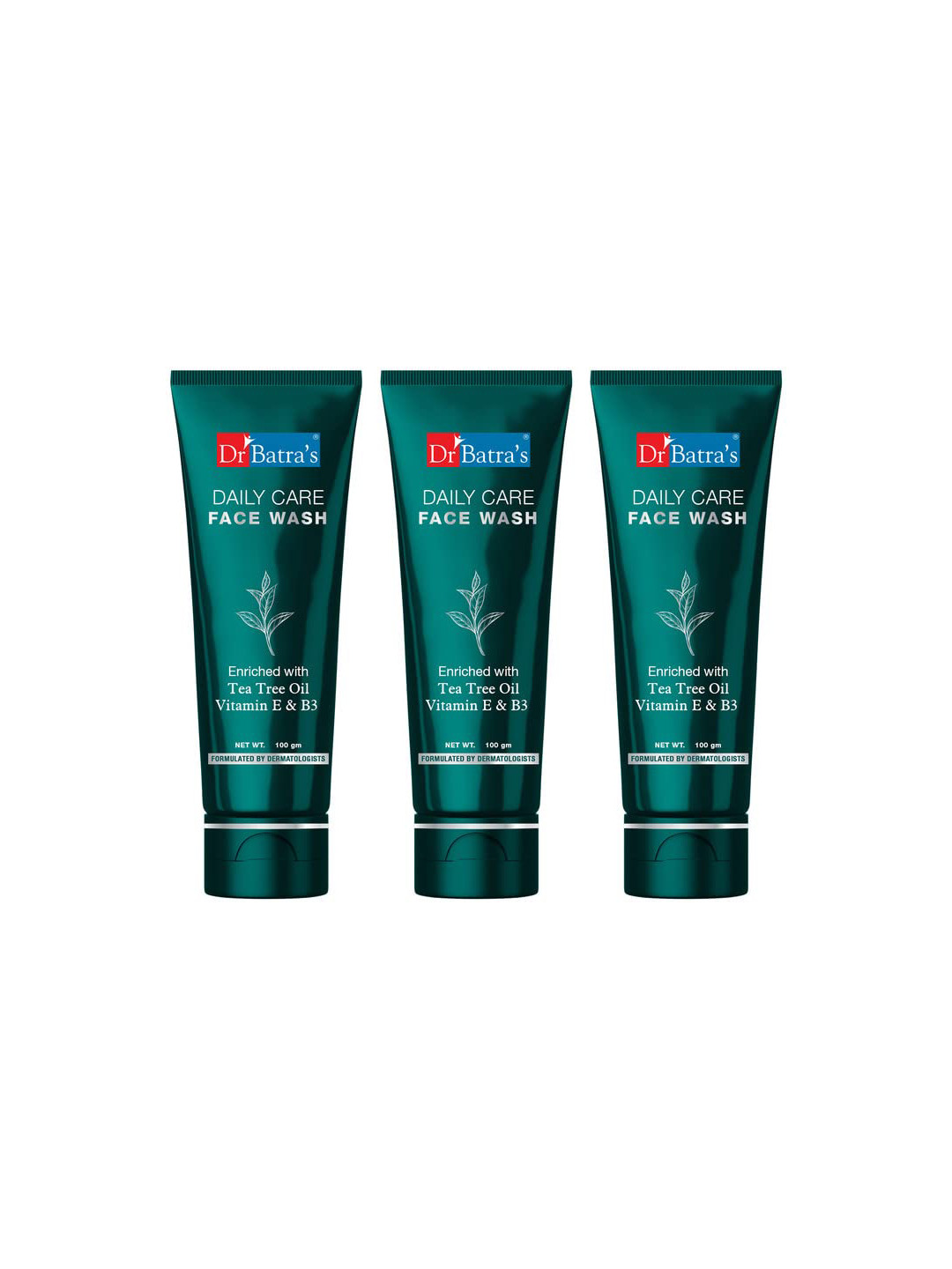 Dr. Batras Set Of 3 Daily Care Face Wash Enriched with Tea Tree Oil & Vitamin B3-100g Each