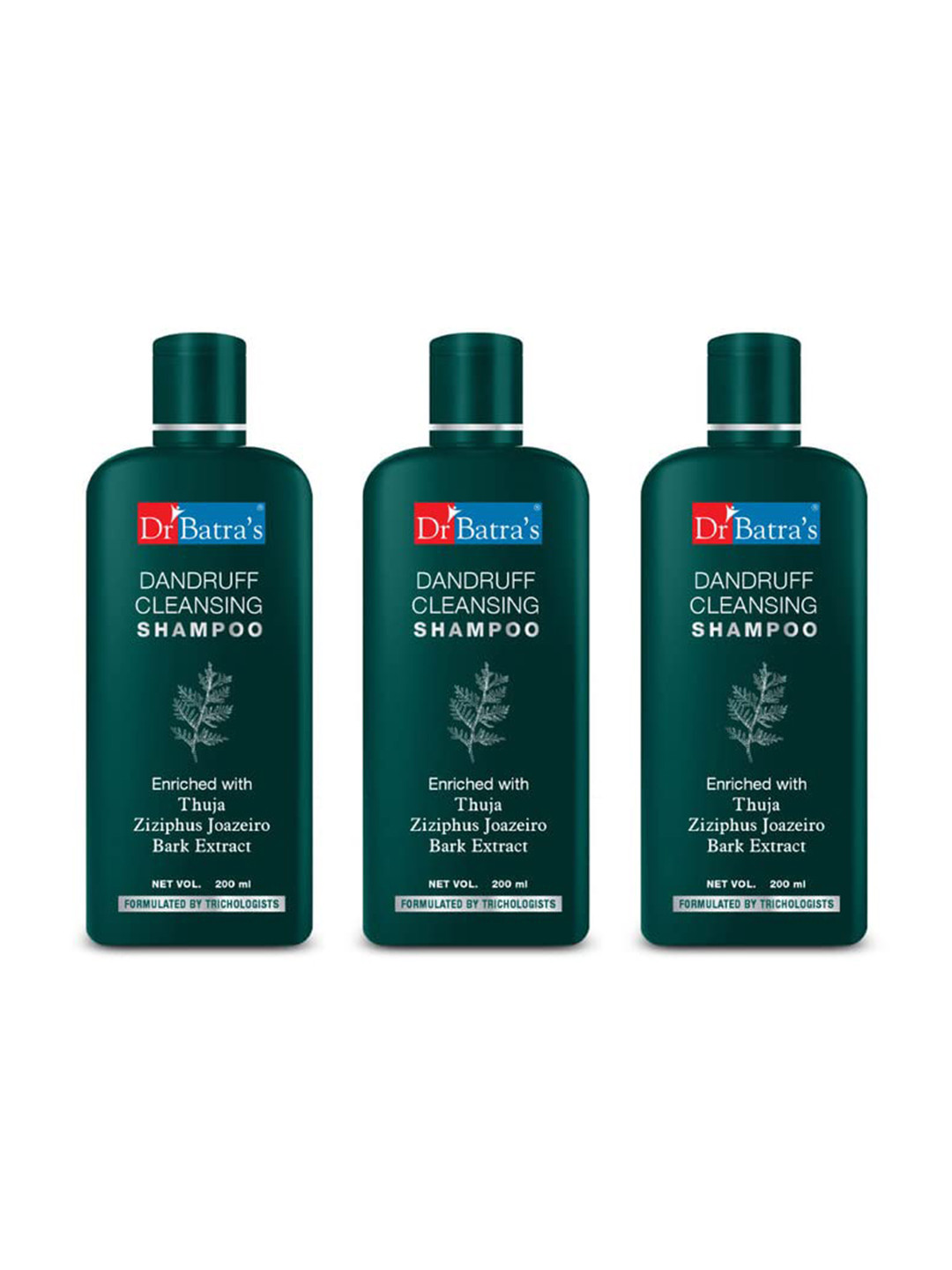 Dr. Batras Set Of 3 Dandruff Cleansing Shampoo With Thuja & Ziziphus Jaozeiro - 200ml Each