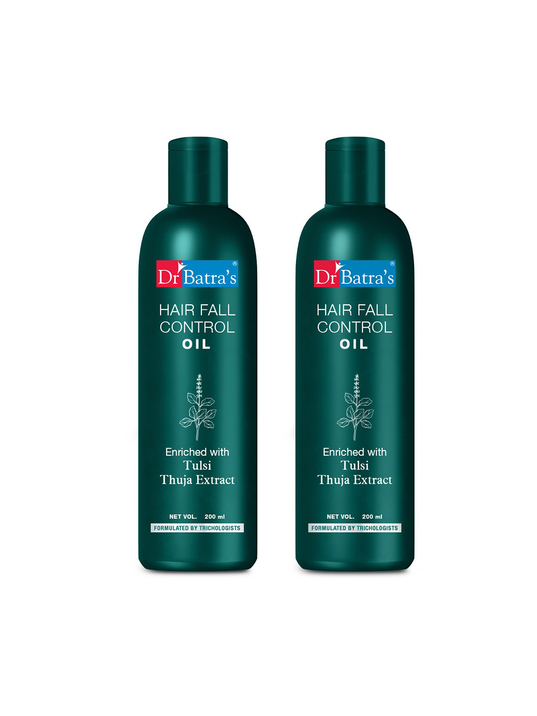 Dr. Batras Set Of 2 Hair Fall Control Oil Enriched With Tulsi & Thuja Extract - 200ml Each
