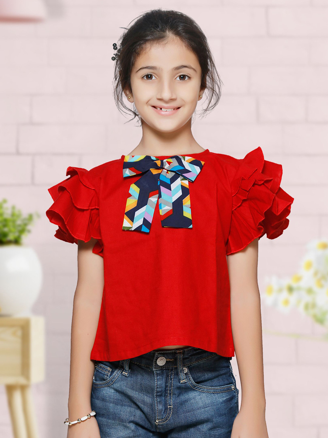 Cutiekins Red Ruffles Top