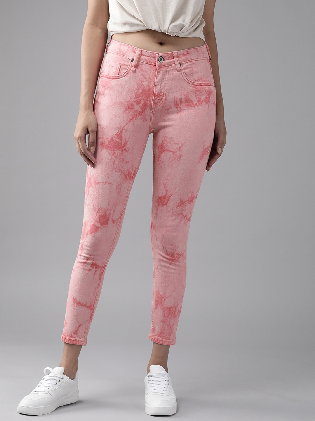 Alice + Olivia Pink/White Tie 2024 Dye Jeans