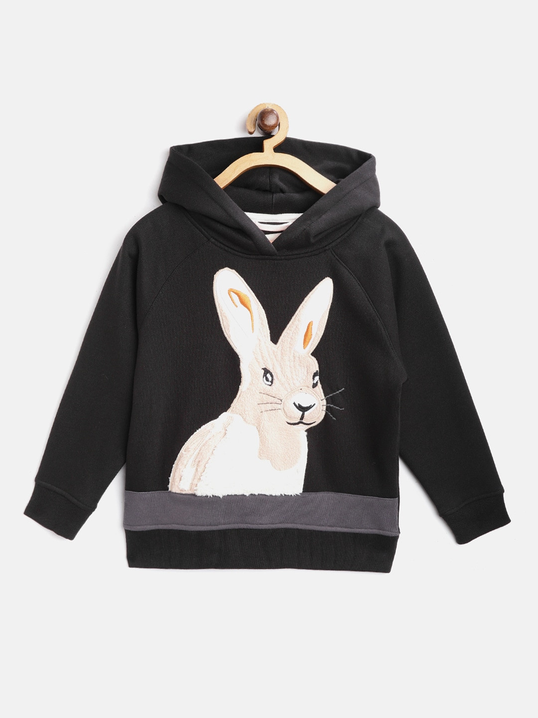 Cherry Crumble Boys and Girls Black Animal Applique Hoodie Sweatshirt