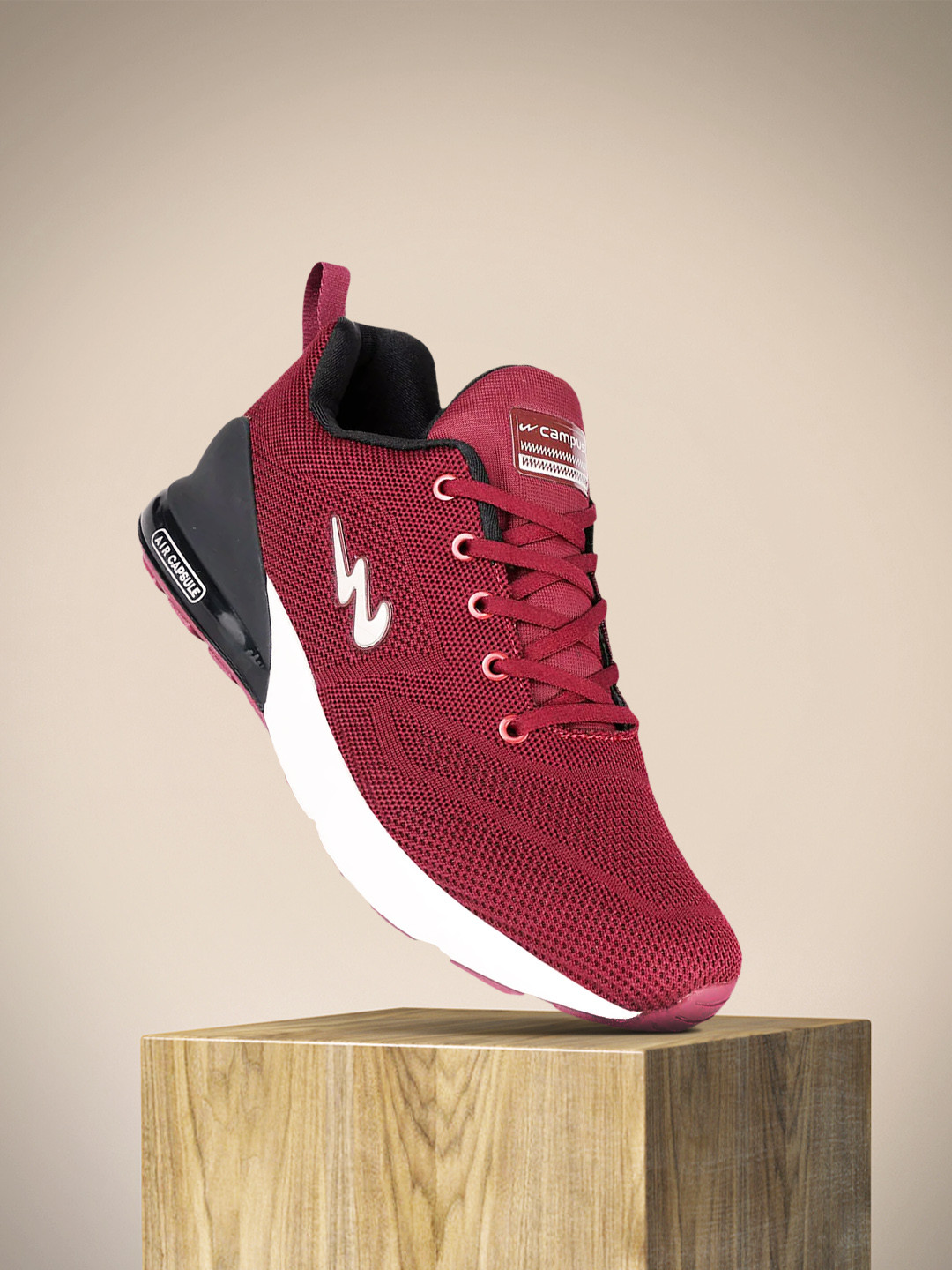 Campus Men NORTH PLUS Burgundy Mesh Running Shoes