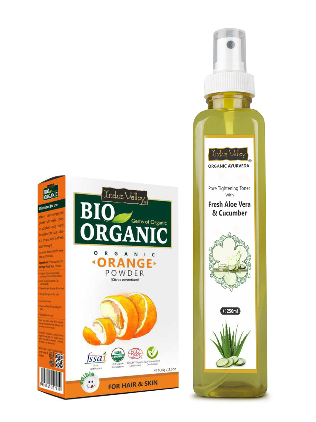 Indus Valley Set Of Bio Organic Orange Peel Powder & Toner