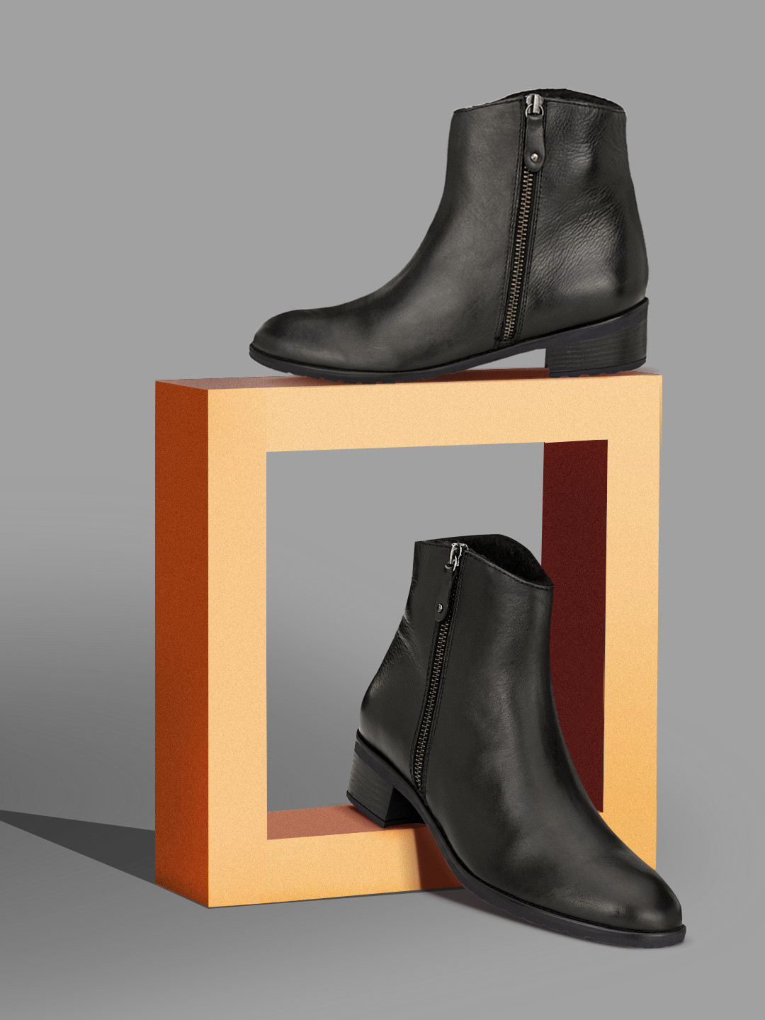 Delize Women Black Solid Faux Leather High-Top Block Heeled Boots