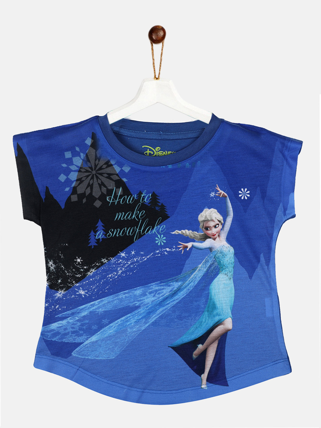 YK Disney Girls Blue Frozen Printed A-Line Top